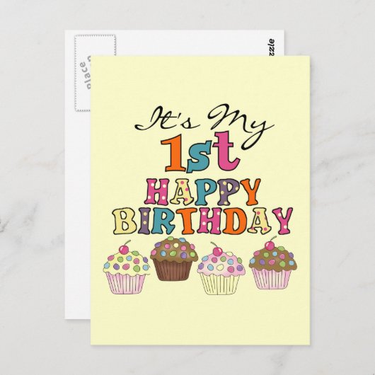  Cupcakes 1st Birthday Tshirts en Gifts Briefkaart (Voorkant / Achterkant)