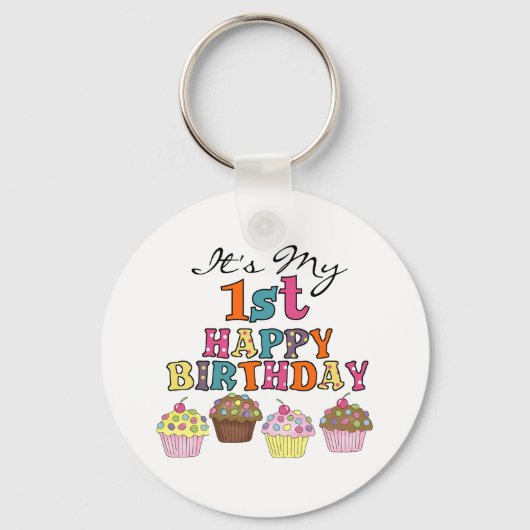  Cupcakes 1st Birthday Tshirts en Gifts Sleutelhanger (Voorkant)