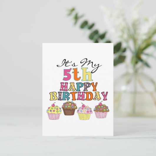  Cupcakes 5e Verjaardag Tshirts en geschenken Briefkaart (Staand voorkant)