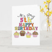 Cupcakes 5e Verjaardag Tshirts en geschenken Kaart (Gele Bloem)