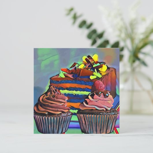Cupcakes and cake Still life Abstract Art (Staand voorkant)