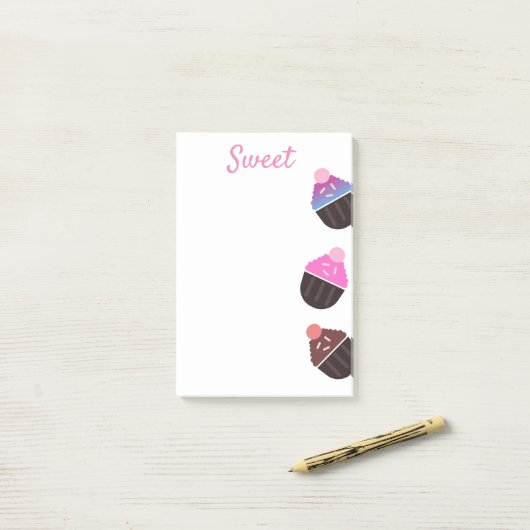 Cupcakes Bakery Sweet Frosting Post-it Notes (Sur un bureau)