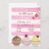 Cupcakes Birthday Invitation, Cupcakes Invitation (Devant / Derrière)
