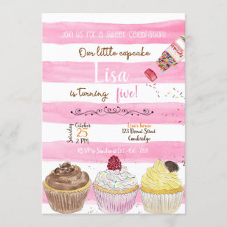 Cupcakes Birthday Invitation, Cupcakes Invitation