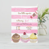 Cupcakes Birthday Invitation, Cupcakes Invitation Kaart (Staand voorkant)