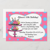 Cupcakes Birthday Invitation Kaart (Voorkant / Achterkant)
