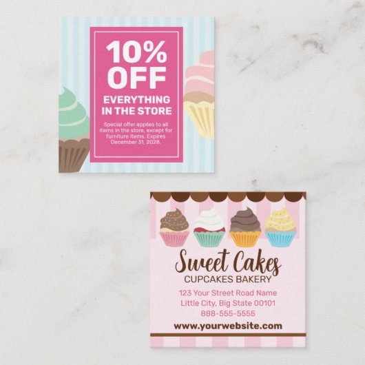 Cupcakes Boulangerie Coupon Carte Offre Spéciale V (Devant / Derrière)