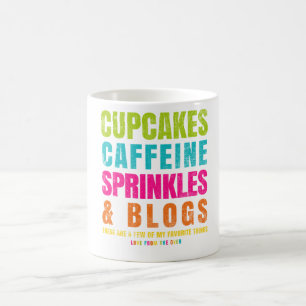Cupcakes, cafeïne, sprinken en blogs koffiemok