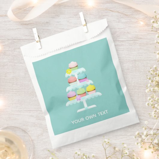 Cupcakes Cake Stand Teal Custom Text Bedankzakje (Geknipt)