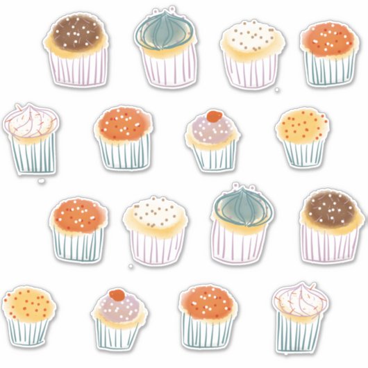 Cupcakes Celebration Party Sticker (Voorkant)