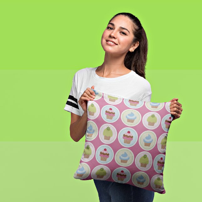 Cupcakes & Chevron Stripes Oreiller Décoratif (Créateur téléchargé)