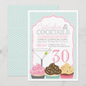 Cupcakes & Cocktails Adulte Invitation d'anniversa (Devant / Derrière)