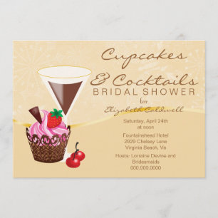 Cupcakes & Cocktails Bridal Shower Invitation Kaart