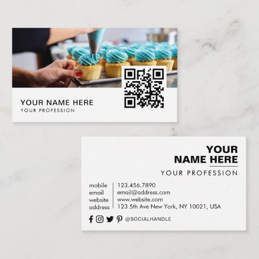 cupcakes Code QR carte de visite (Devant / Derrière)