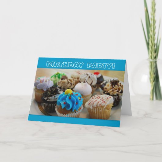 Cupcakes colorés Invitation de fête d'anniversaire (Devant)