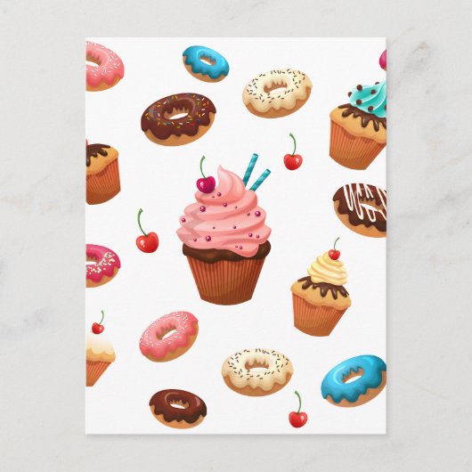 Cupcakes Donuts Briefkaart (Voorkant)