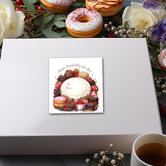 Cupcakes Donuts Brownies Snoepgoed Vierkante Sticker