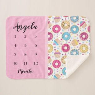 Cupcakes & Donuts Milestone Photo Sherpa Blanket Sherpa Deken
