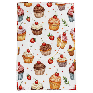 Cupcakes en aardbeien medium cadeauzakje