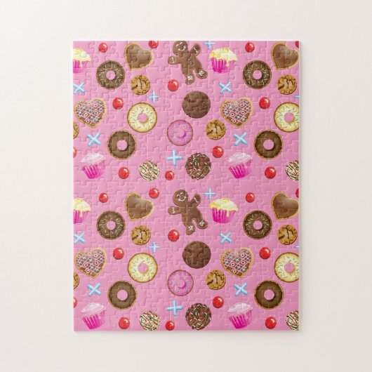 Cupcakes en bakkerijkleurig legpuzzel (Verticaal)