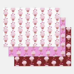 Cupcakes en harten Collectie Inpakpapier Vel