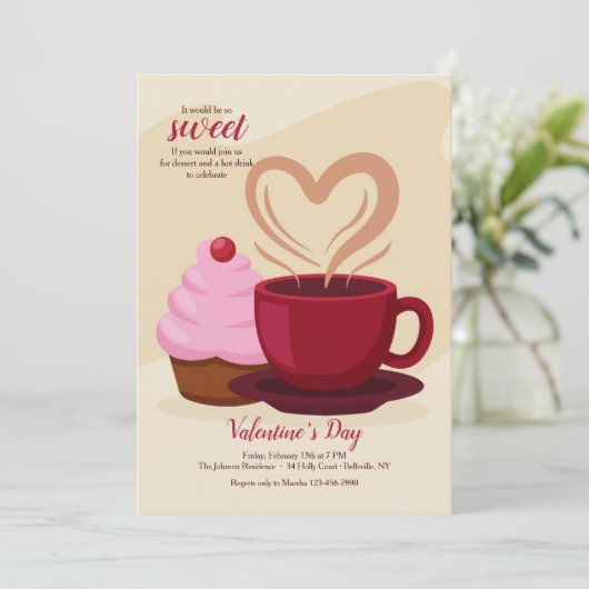 Cupcakes en koffie-uitnodiging kaart (Staand voorkant)