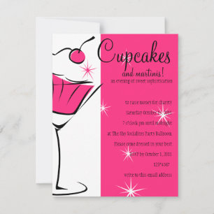 Cupcakes en Martinis in Hot Pink Kaart