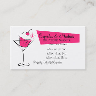 Cupcakes en Martinis in Hot Pink Visitekaartje