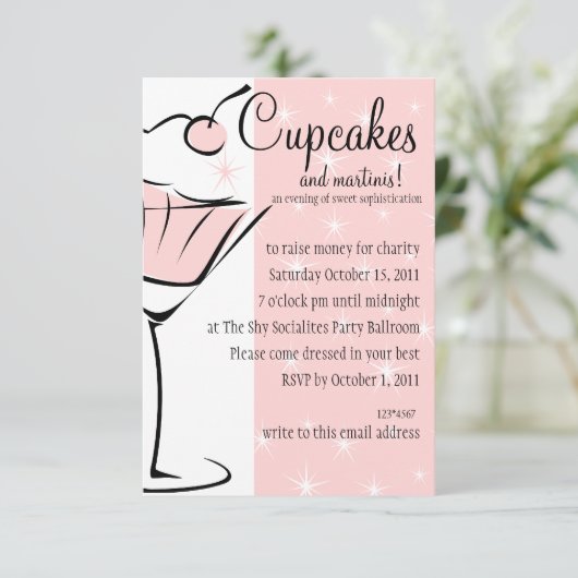 Cupcakes en Martinis Kaart (Staand voorkant)