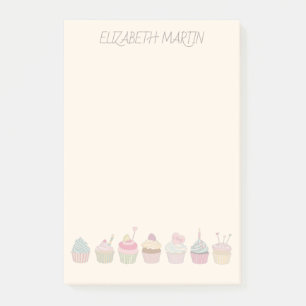 Cupcakes en naam post-it® notes