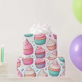Cupcakes en pastelsprenkels cadeaupapier
