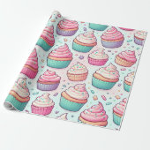 Cupcakes en pastelsprenkels cadeaupapier (Uitgerold)