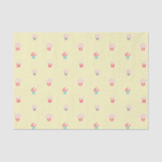 Cupcakes en Polka Dot Schattige Patroon Pastel Tissuepapier (Voorkant)