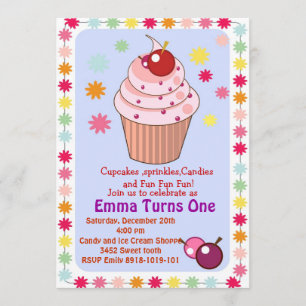 cupcakes en sprinkles verjaardagsuitnodiging kaart