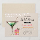 Cupcakes et cocktails invitation à la douche nupti (Devant / Derrière)