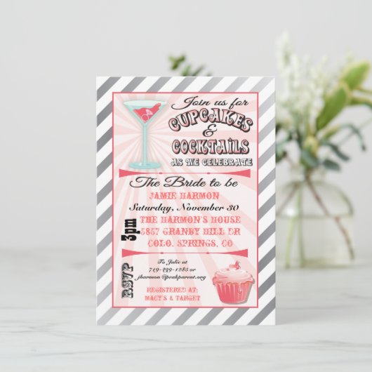 Cupcakes et Cocktails Invitations de douche nuptia (Debout devant)