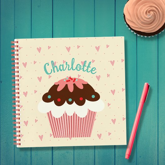 Cupcakes et Coeurs Carnet personnalisé
