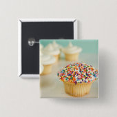 Cupcakes, focus op één voorkant met vierkante button 5,1 cm (Voorkant /achterkant)