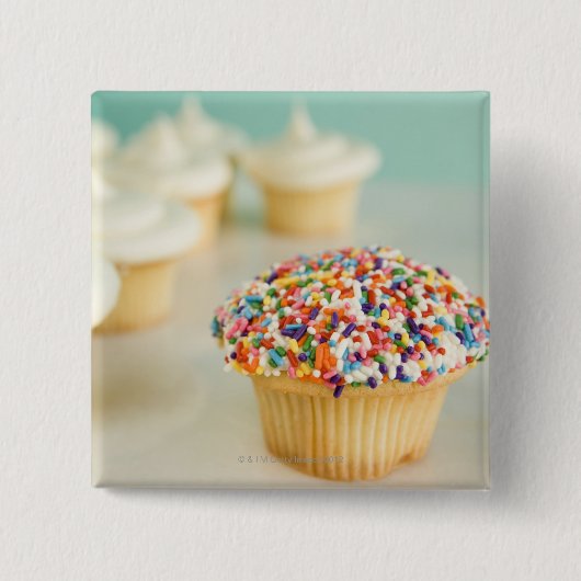 Cupcakes, focus op één voorkant met vierkante button 5,1 cm (Voorkant)