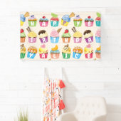 Cupcakes Happy Birthday Voeg Jouw naam Cute Goodie Spandoek (Insitu)
