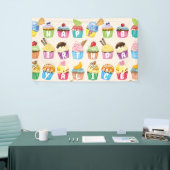 Cupcakes Happy Birthday Voeg Jouw naam Cute Goodie Spandoek (Beurs)
