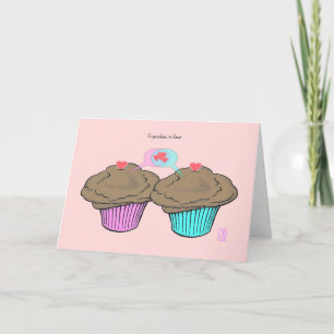 Cupcakes in Love ChocoChocoPinkBlue-Valentijn Kaart