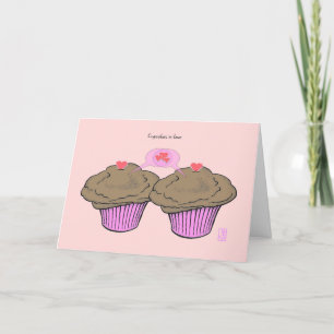 Cupcakes in Love ChocoChocoPinkRoze Valentijn Kaart