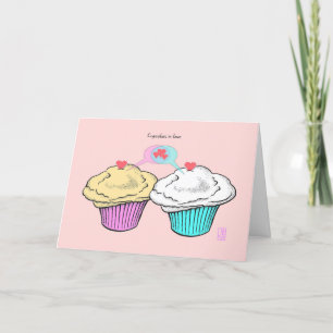 Cupcakes in Love CustardVanillaPinkBlue Valentijn Kaart