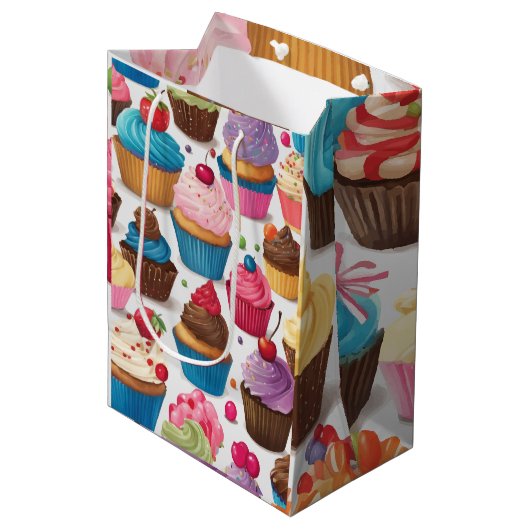 Cupcakes kunstwerk medium cadeauzakje (Voorkant Gekanteld)