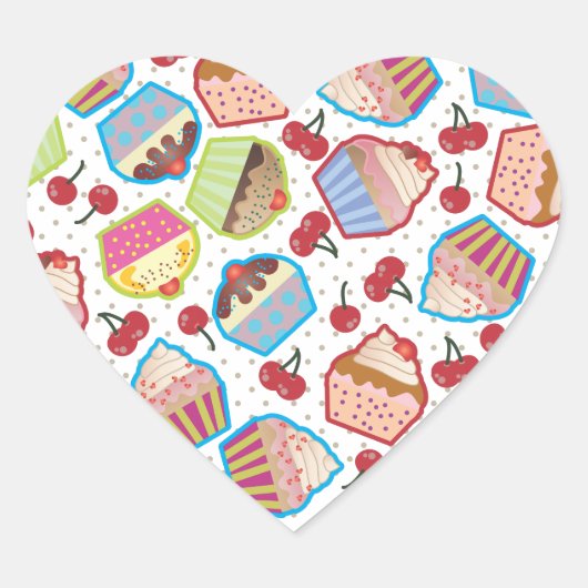 Cupcakes Lotsa dans Sticker Coeur Cerises (Devant)