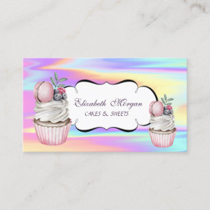 Cupcakes Macaron Bakkerij Kleurrijk Holografisch Visitekaartje
