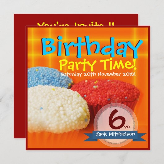 Cupcakes maison Invitations d'anniversaire (Devant / Derrière)