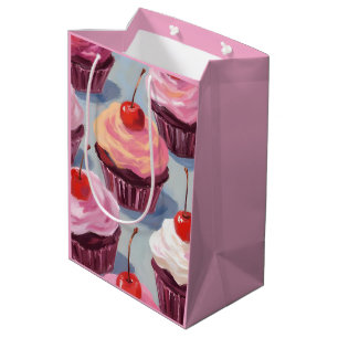 Cupcakes met kersen en glazuur Verjaardagsfeest Medium Cadeauzakje