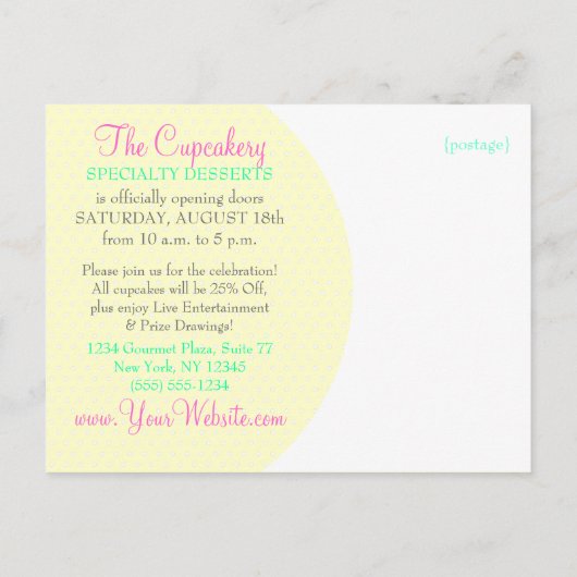 Cupcakes N Sprinkings Custom Grand Ouverture Carte (Dos)